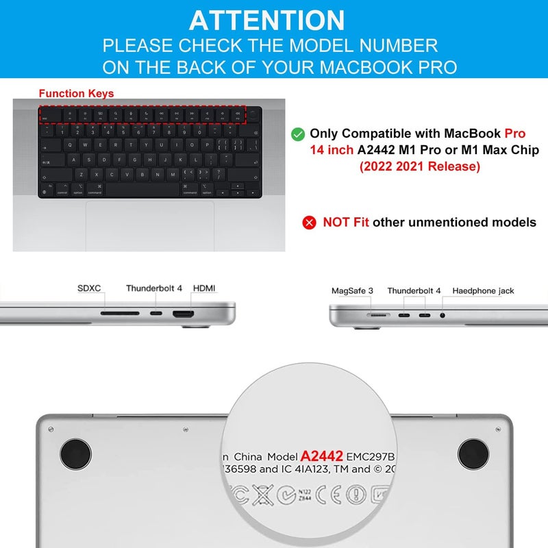 CaseBuy Palm Rest Protector Skin Cover for 2024 2023 2022 2021 MacBook Pro 14 inch M4 M3 M2 M1 Pro/Max A3401 A3112 A3185 A2918 A2992 A2779 A2442 with Touch ID Anti-Scratch Protector -Space Grey - Image 2